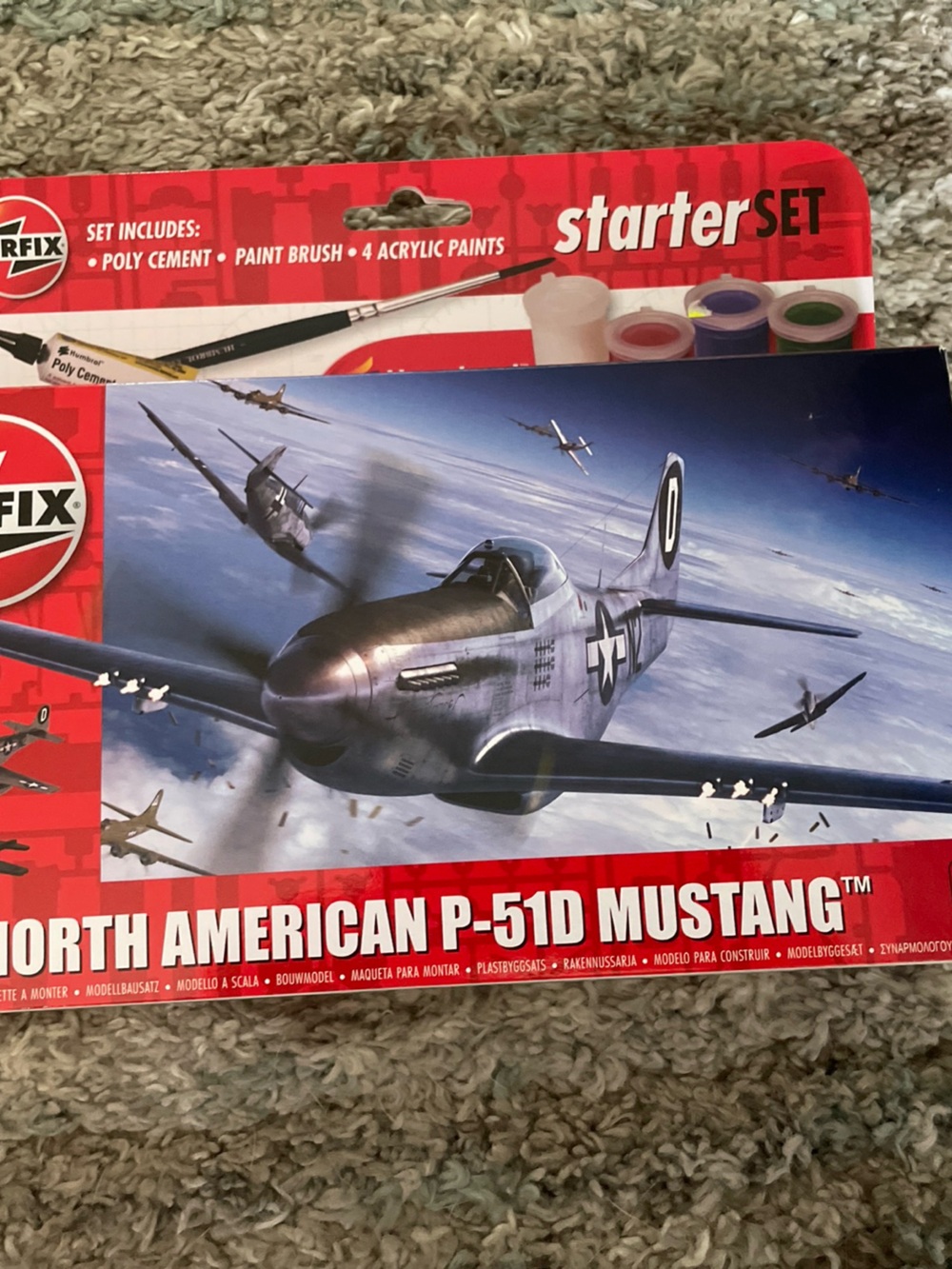Airfix 1:72 Scale North American P-51D Mustang Plastic Model Starter Kit!